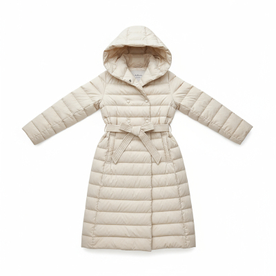 韩版中长款连帽轻薄连帽羽绒服