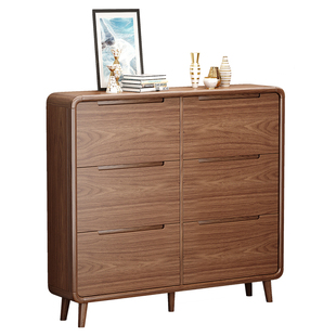 希木森中古风鞋柜实木框架大容量家用超薄靠墙一体门口入户收纳柜