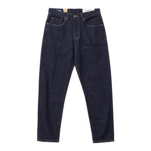 春夏新款原色小直筒牛仔裤微弹美式复古深蓝黑色修身休闲长裤子男