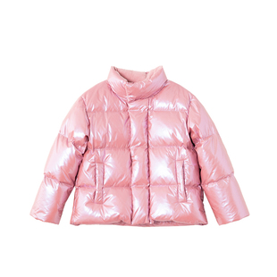 【珠光镜面羽绒服】棉叔叔女中大童安心90白鸭绒冬保暖立领羽绒服