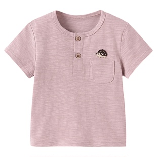 babylove宝宝短袖t恤夏季薄款竹节棉上衣男女童休闲百搭刺绣衣服