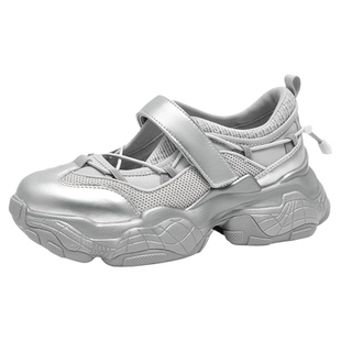 BeauToday厚底老爹鞋女款2026新款真皮运动玛丽珍鞋魔术贴女鞋子