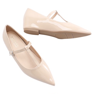 法式绝美T字带尖头单鞋设计感小众内增高5cm玛丽珍鞋粗跟气质女鞋