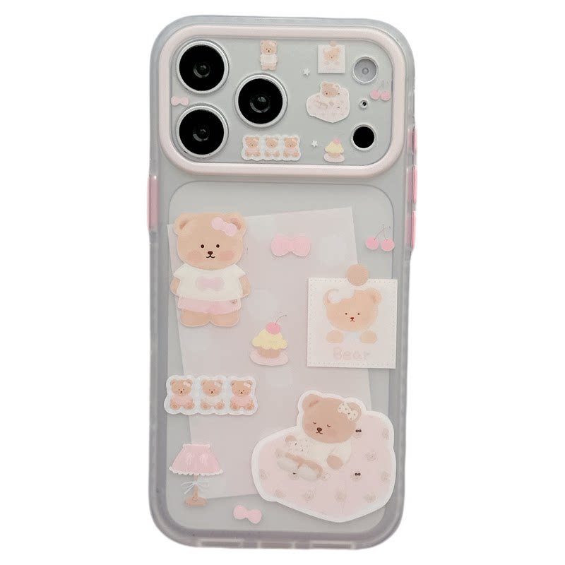 MoreRex 韩系ins萌系小熊摇摇乐支架适用苹果18手机壳iphone17promax新款18pro全包15防摔保护套14女款16甜美
