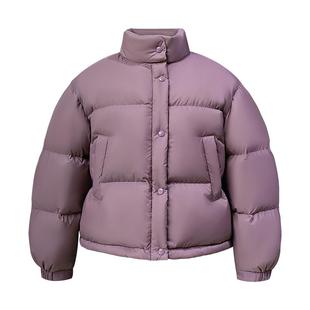 诗都奇2025新款95白鹅绒加厚立领外套女经典时尚短款面包羽绒服女