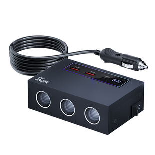 徕本360W车载充电器汽车点烟器一拖三二转换插头超级快充线拓展口