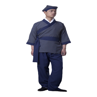 古装汉服古代家丁书生演出服茶馆酒店保洁工作服装小二仆人表演服