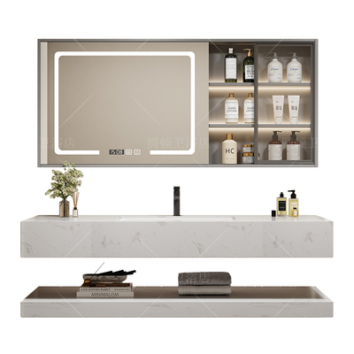 包安装轻奢简约双层大理石浴室柜