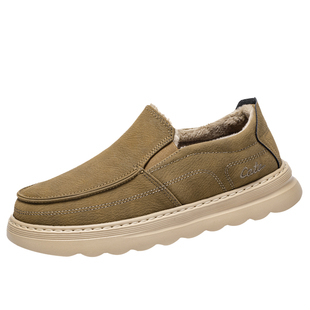 冬季男鞋加绒保暖加厚2025新款男士超轻软二棉鞋一脚蹬防滑雪地靴