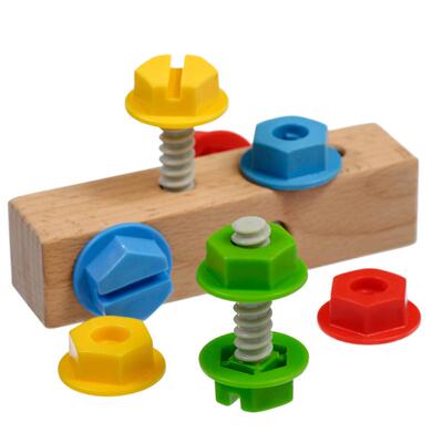 儿童早教木质男孩螺母益智