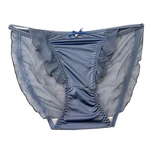 高开叉性感缎面低腰小仙女内裤网纱透明无痕法式2026新款三角裤女