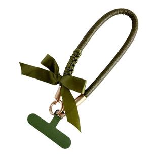 轻奢丝带蝴蝶结手机挂绳小羊皮荔枝纹手腕挂件双扣包包替换带子手提腕带手绳短款高级感高档女挂件钥匙贴片壳