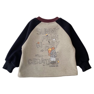 男童加绒卫衣2025新款儿童秋冬薄绒一体绒插肩袖冬装保暖打底衫潮