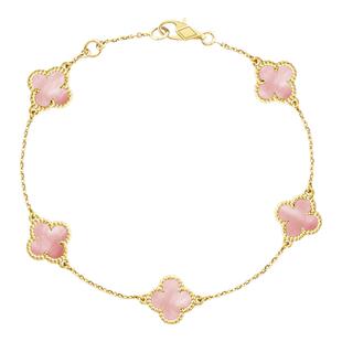 迷你四叶草小五花手链女镀18k金轻奢小众精致高级感叠戴节日礼物