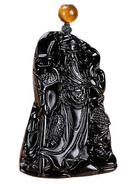 缘啦哎由你黑曜石关公吊坠保平安