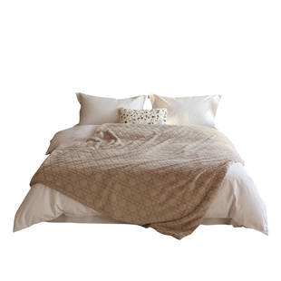 花时间生活秋冬加厚北欧风雪貂绒毯子经典戴妃格法兰绒毛毯午睡毯