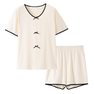 睡衣女夏季莫代尔短袖短裤家居服夏天夏款女装薄款休闲可外穿套装