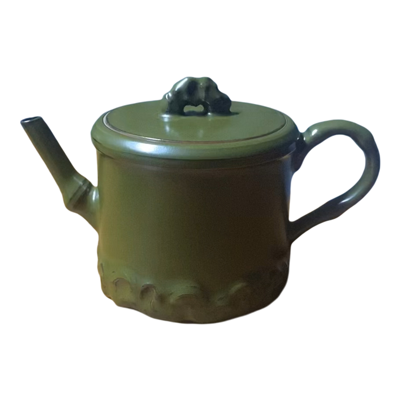 茶叶末釉太湖石竹节茶壶原矿单壶