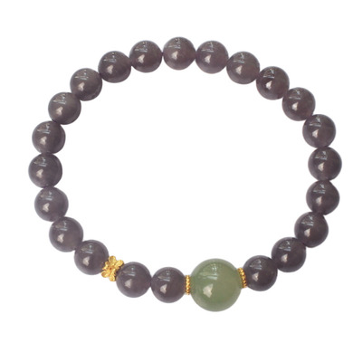 天然冰帝老料烟紫卡8和田玉手串