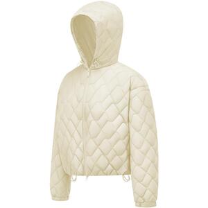 波司登新款女士宽松休闲菱形绗线连帽短款保暖轻薄羽绒服外套