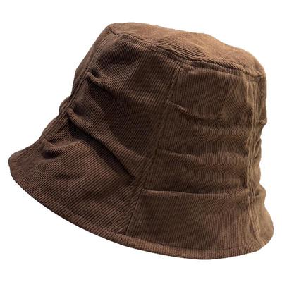 韩版复古褶皱灯芯绒渔夫帽