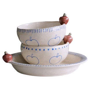 泽滕家原创手作米饭汤面碗甜品水果高颜值餐具立体苹果送女生礼物
