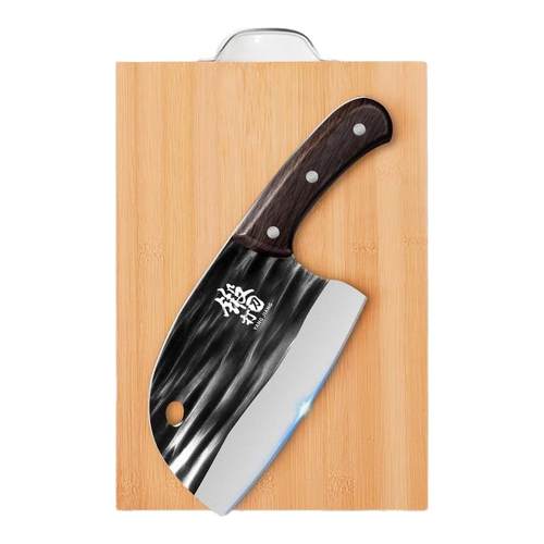 龙泉锻打菜刀套装菜板家用厨师锋利切肉刀切片刀圆头砍骨刀具厨房