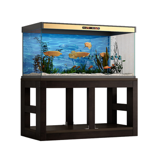 100南美鱼缸专用高低柜客厅新中式可定制防水防腐加固收纳鱼缸架