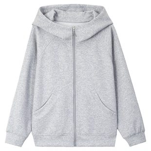 绿色卫衣女款2026春季新款休闲穿搭开衫连帽上衣时尚宽松拉链外套