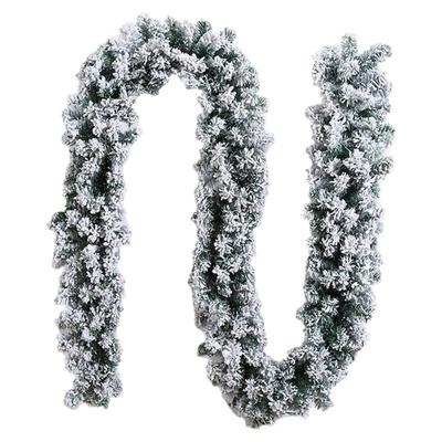 2.7米圣诞藤条落雪植绒雪景藤条加LED灯串PE红果混合圣诞花环