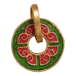 藏珠饰家 足金珐琅烧蓝 如意双面小吊坠 宫廷手工古法黄金配件