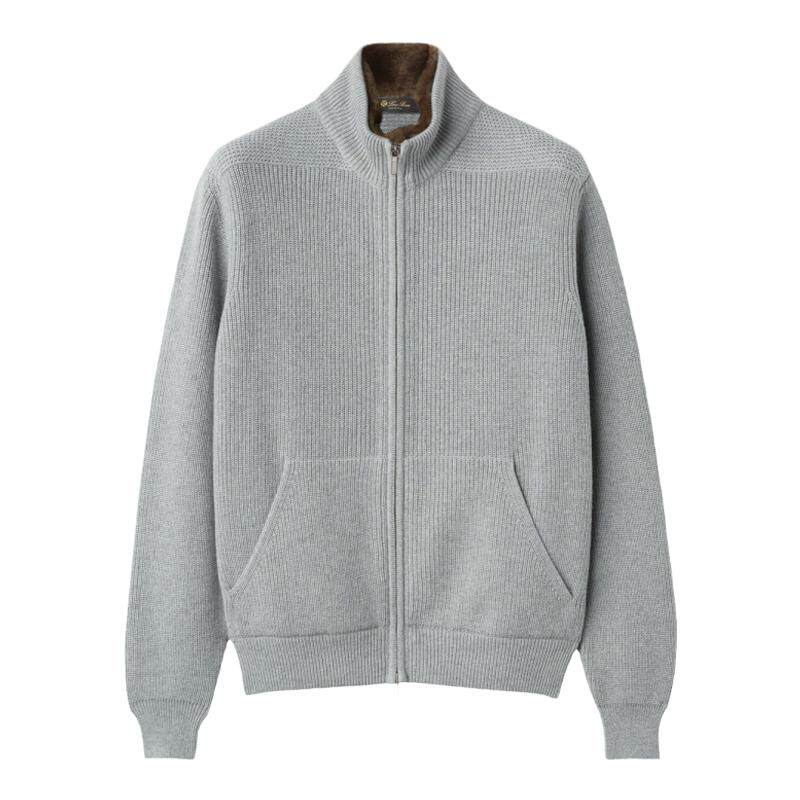 LoroPiana/诺悠翩雅男士针织衫新西兰风光羊绒柔软花纹毛领新款