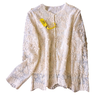 立体蕾丝亮片宽松显瘦圆领女衬衫