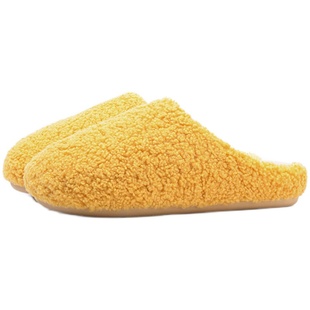 朴西新品棉拖鞋纯色毛绒居家加绒保暖防滑男女秋冬季情侣防臭简约