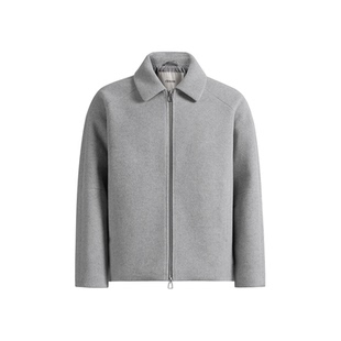 CH丨灰色短款毛呢外套男秋季新款男翻领休闲美式简约高级行政夹克