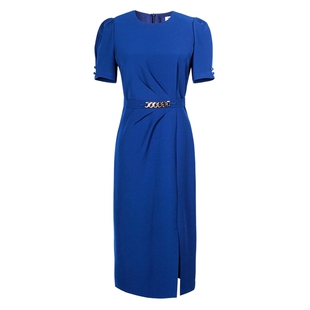 米思阳2025夏季新款法式精致茶歇裙压褶修身收腰气质连衣裙女1920