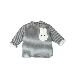 女童冬款条纹打底衫套装女宝宝可爱加绒加厚上衣婴儿保暖打底裤子