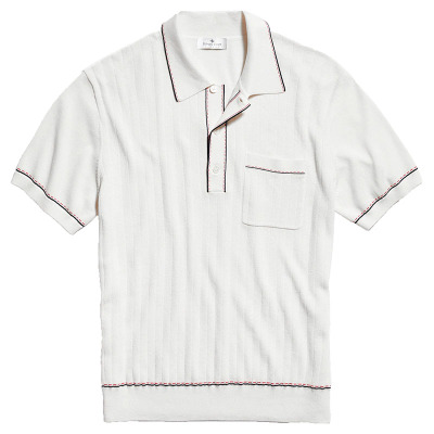 春夏针织撞色短袖马球衫