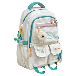 日系ins学院风书包女 百搭撞色大容量双肩包初中女生高中学生背包