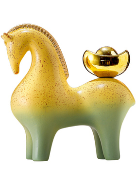 陶瓷马招财装饰新中式客厅电视柜