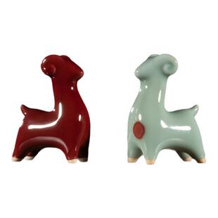 钧瓷羊摆件窑变创意桌面装饰茶宠羊眉吐气玄关生肖羊萌宠生日礼物