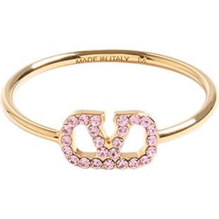 [线上限定]华伦天奴VALENTINO女VLOGO SIGNATURE金属和仿水晶戒指