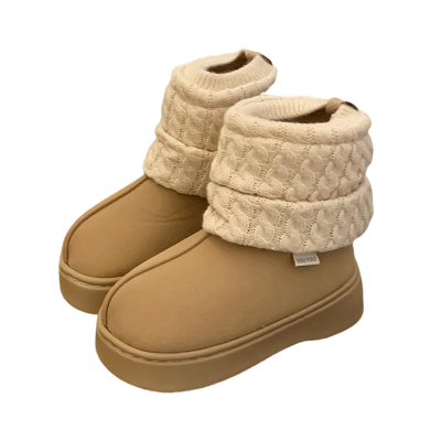 复古时尚增高厚底保暖中筒靴棉靴