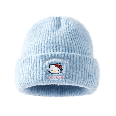 蓝色帽子女冬季保暖针织帽