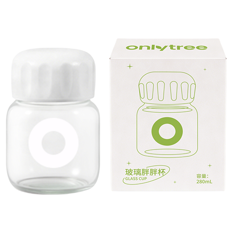 onlytree胖胖杯透明家用带盖高级感颜值玻璃水杯