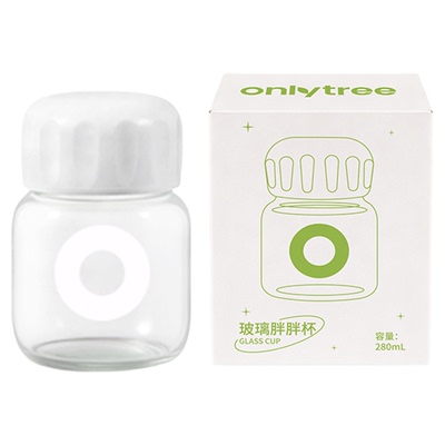 onlytree胖胖杯透明家用带盖高级感颜值玻璃水杯