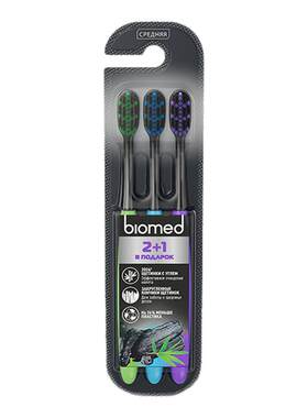 biomed牙刷中毛温和清洁牙菌斑护龈木炭护理官方旗舰店