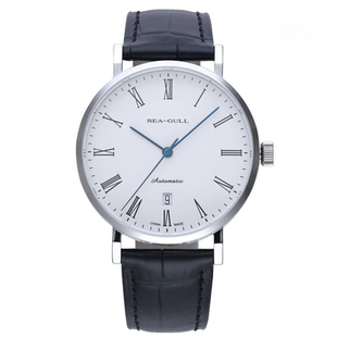 海鸥表D819.418经典罗马字蓝针简约表盘自动机械防水男表包豪斯风