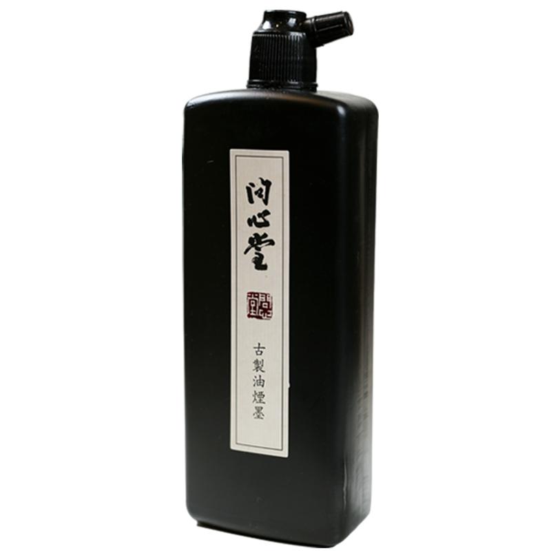 问心堂油烟墨汁书法专用大瓶古制高档墨水写毛笔字小楷朱墨桐烟墨水专业文房四宝国画书画液体墨金色白色瓶装