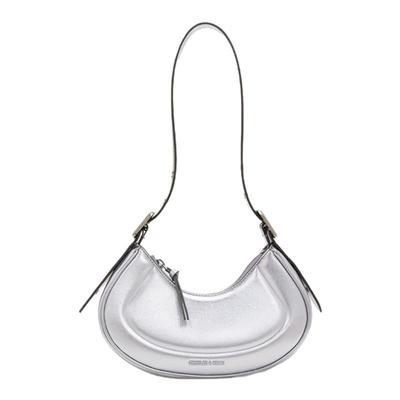 单肩腋下拉链包新月包